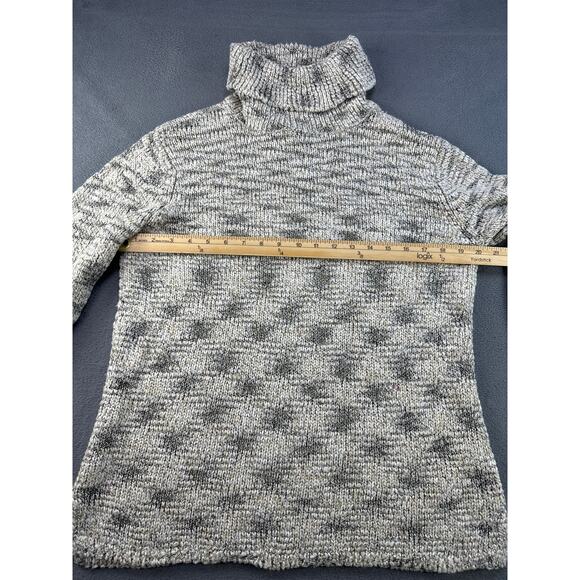 Chicos Sweater Cream Long Sleeve Silk Nylon Acrylic Blend Knit Turtleneck Size 2 - Picture 3 of 6